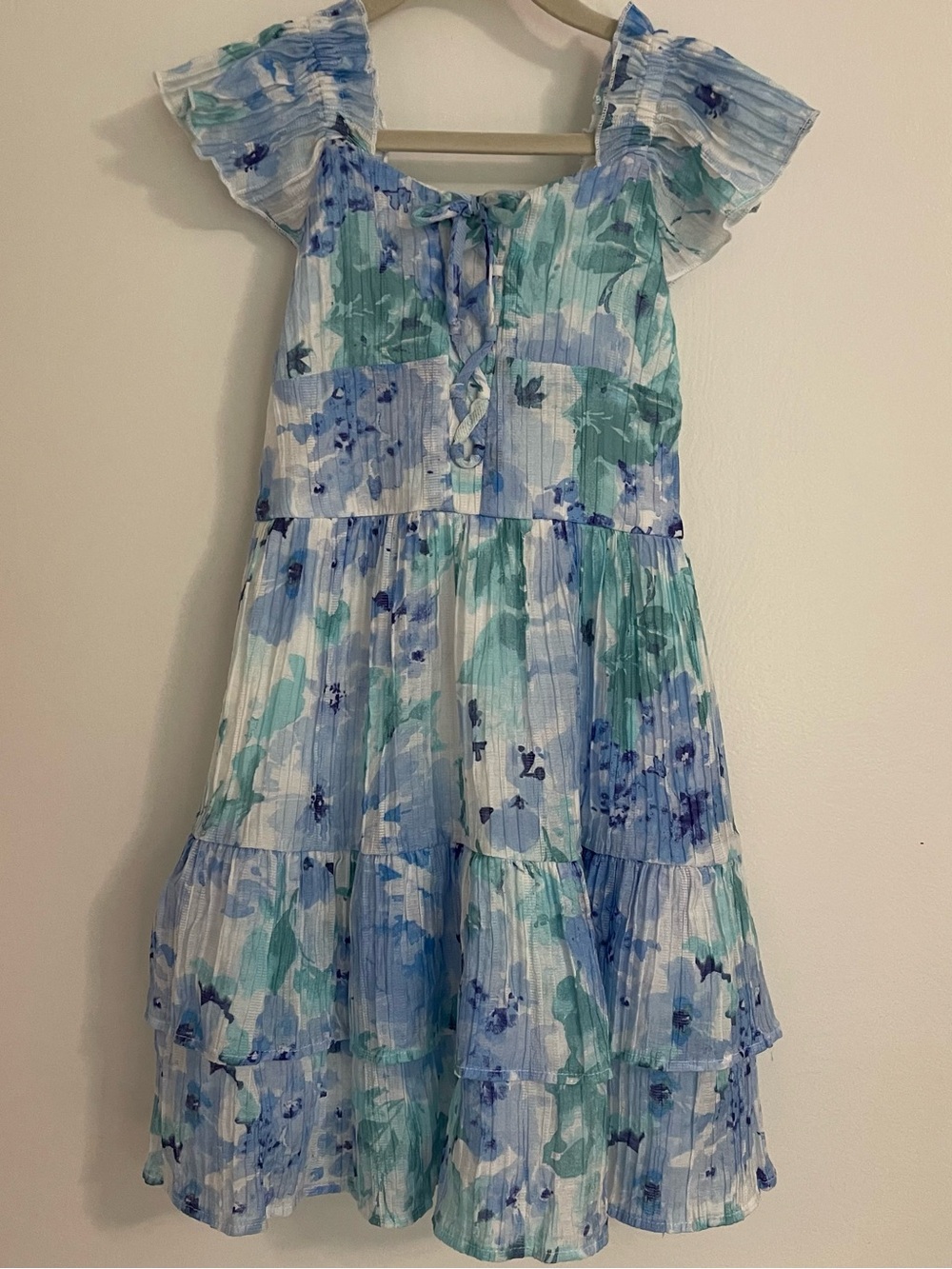 Speechless Blue & Green Floral Tiered Girls Dress